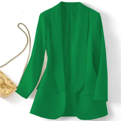 Summer Women Casual Solid Color Lapel Long Sleeve Blazer Coat
