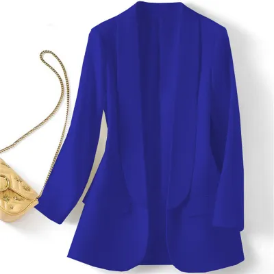 Summer Women Casual Solid Color Lapel Long Sleeve Blazer Coat