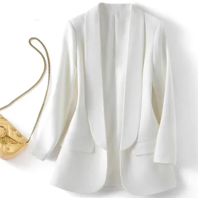 Summer Women Casual Solid Color Lapel Long Sleeve Blazer Coat