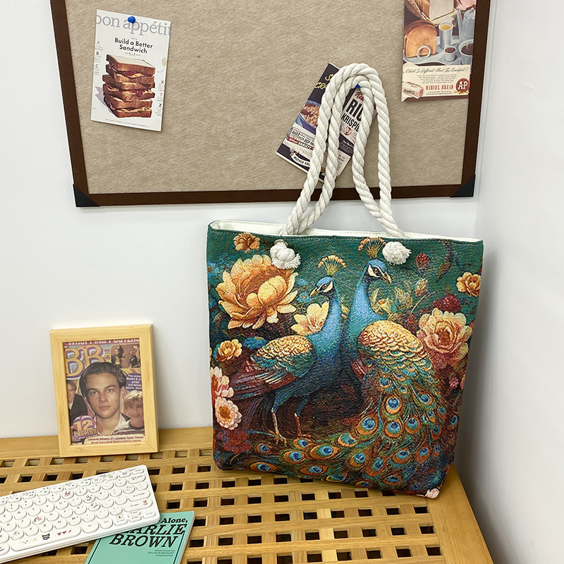 Wholesale Fashionable Double-Sided Jacquard Canvas Tote Bag