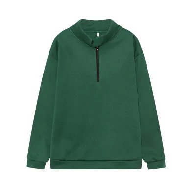 Autumn Winter Women Casual Solid Color Half Zipper Long Sleeve Pullover Sweatshirt