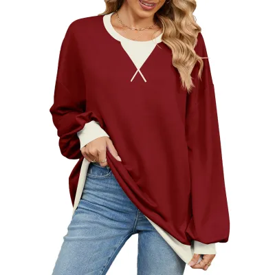 Women Urban Wind Geometric Pattern Crewneck Long Sleeve Sweatshirt