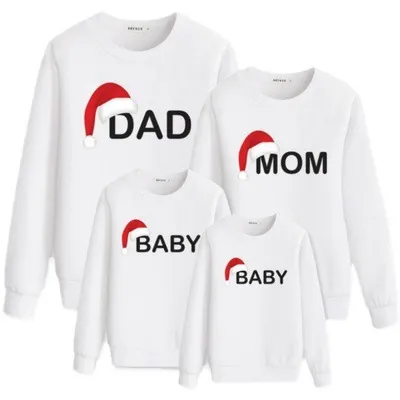 Cartoon Cute Christmas Snowflake Elk Print Parent-Child Crewneck Long-Sleeved Cotton Sweatshirt Family Matching Outfits