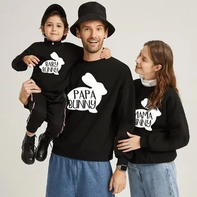 Cartoon Cute Christmas Snowflake Elk Print Parent-Child Crewneck Long-Sleeved Cotton Sweatshirt Family Matching Outfits
