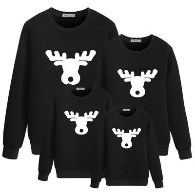 Cartoon Cute Christmas Snowflake Elk Print Parent-Child Crewneck Long-Sleeved Cotton Sweatshirt Family Matching Outfits