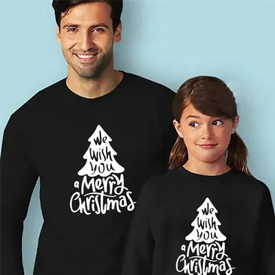 Cartoon Cute Christmas Snowflake Elk Print Parent-Child Crewneck Long-Sleeved Cotton Sweatshirt Family Matching Outfits