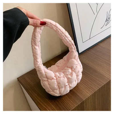 Fashion Solid Color Pleated Plaid Clouds Mini HandBags
