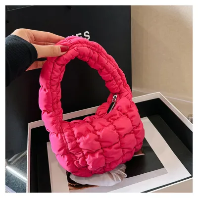 Fashion Solid Color Pleated Plaid Clouds Mini HandBags