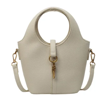 Fashion Solid Color Portable PU Bucket Bag