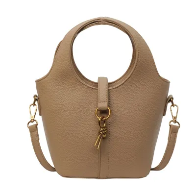Fashion Solid Color Portable PU Bucket Bag