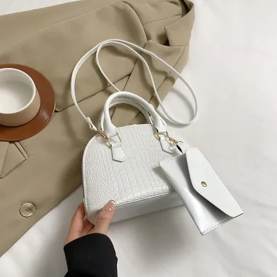 Fashion Solid Color Crocodile PU Handbag Crossbody Bags