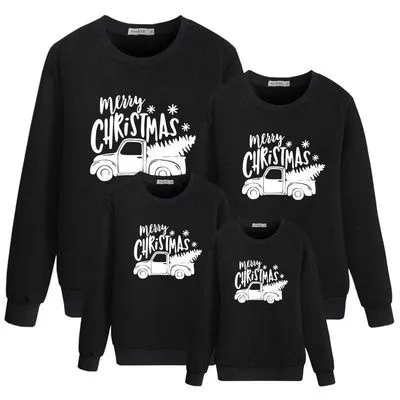 Cartoon Cute Christmas Snowflake Elk Print Parent-Child Crewneck Long-Sleeved Sweatshirt
