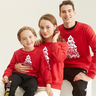 Cartoon Cute Christmas Snowflake Elk Print Parent-Child Crewneck Long-Sleeved Sweatshirt