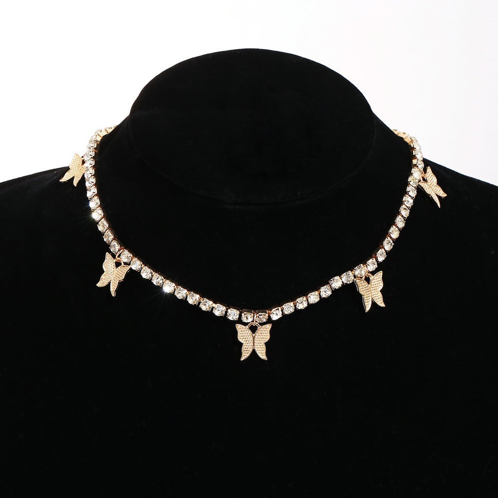 【BLACKPURPLE】Butterfly Stone Cubic Chain Necklace Retired - Purple Butterfly Necklace — Beadaholique
