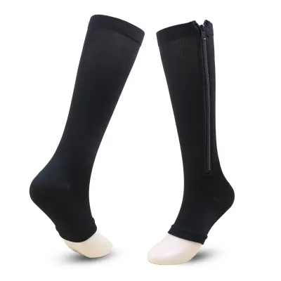 Minimalist Side Zipper Sports Pressure Socks Long Leg Elastic Socks For Calves