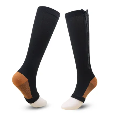 Minimalist Side Zipper Sports Pressure Socks Long Leg Elastic Socks For Calves