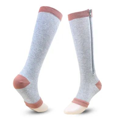 Minimalist Side Zipper Sports Pressure Socks Long Leg Elastic Socks For Calves