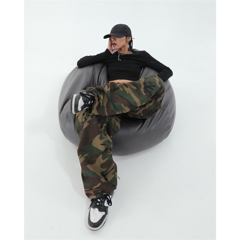 Wholesale Women Retro Casual Camouflage Print Multi-Pocket