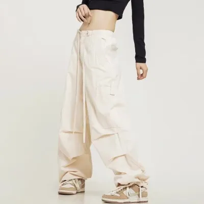 Women Fashion Casual Multi-Pocket Drawstring Cargo Pants