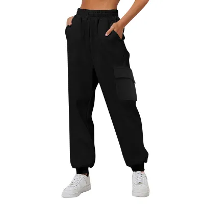 Women Casual Solid Color Loose Jogger Cargo Pants
