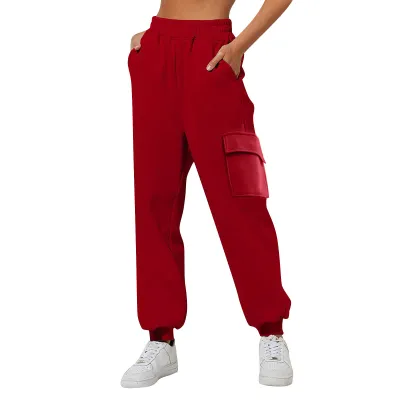 Women Casual Solid Color Loose Jogger Cargo Pants