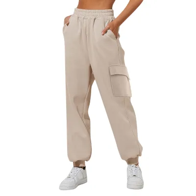 Women Casual Solid Color Loose Jogger Cargo Pants