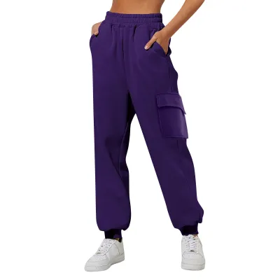 Women Casual Solid Color Loose Jogger Cargo Pants