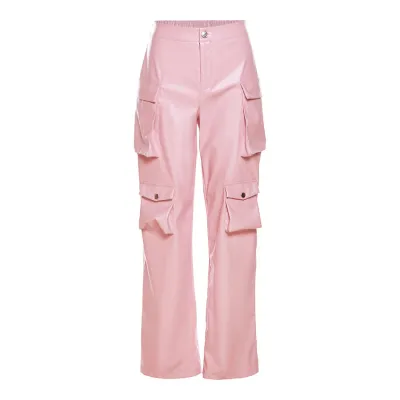 Women Fashion High Waist Loose Straight Multi-Pocket Cargo Pants