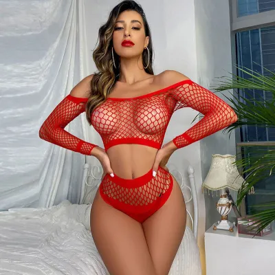 Sexy Lingerie Women Hollow Two-Piece Mesh Set With Package