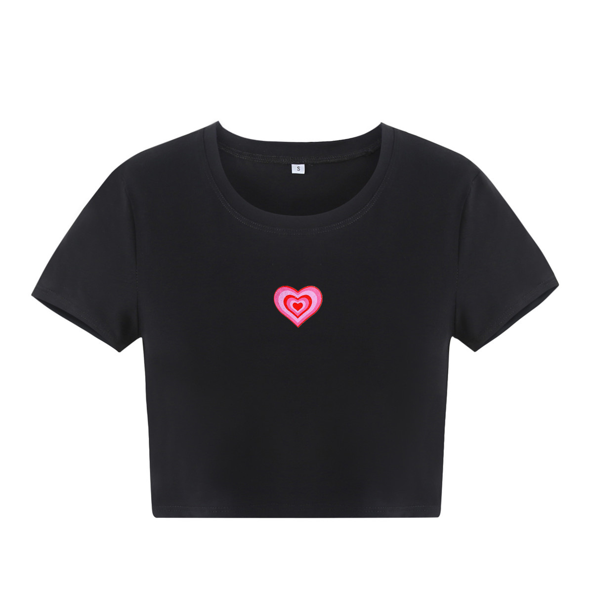 トップス heart dot jacquard reversible cropped Wholesale Summer Women Fashion Casual Heart Shape Print
