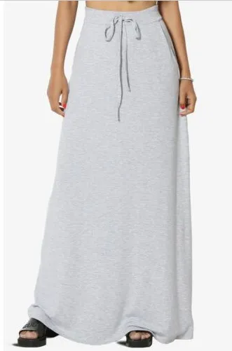 Women Urban Casual Solid Color Drawstring High Waist Skirt