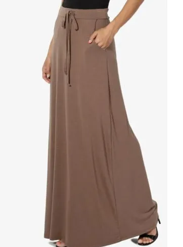 Women Urban Casual Solid Color Drawstring High Waist Skirt