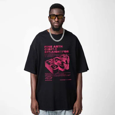 Men Fashion Casual Loose Letter Print Short Sleeve Round Neck T-Shirt