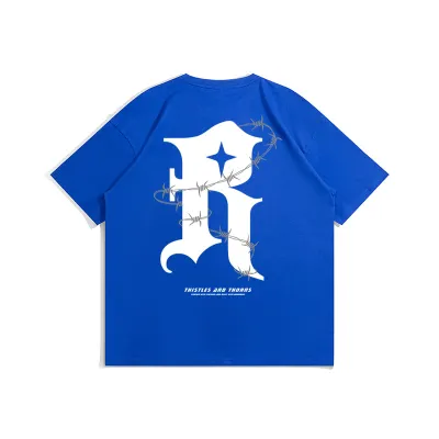 Men Fashion Casual Loose Letter Print Short Sleeve Round Neck T-Shirt