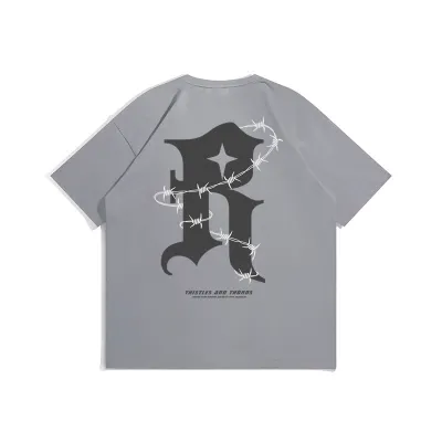 Men Fashion Casual Loose Letter Print Short Sleeve Round Neck T-Shirt