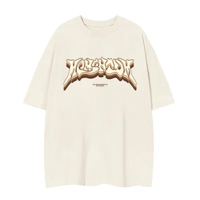 Men Fashion Street Loose Letter Print Color World Short Sleeve Crewneck T-Shirt