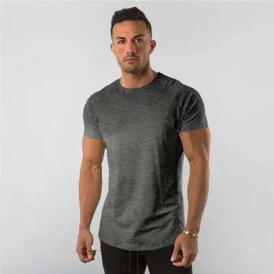 Men Fashion Basic Solid Color Short Sleeve Crewneck Cotton T-Shirt