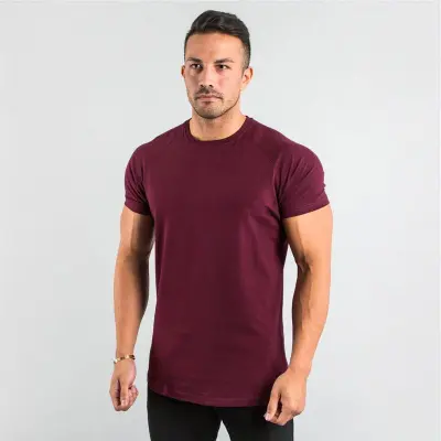 Men Fashion Basic Solid Color Short Sleeve Crewneck Cotton T-Shirt