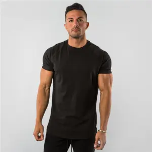 Men Fashion Basic Solid Color Short Sleeve Crewneck Cotton T-Shirt