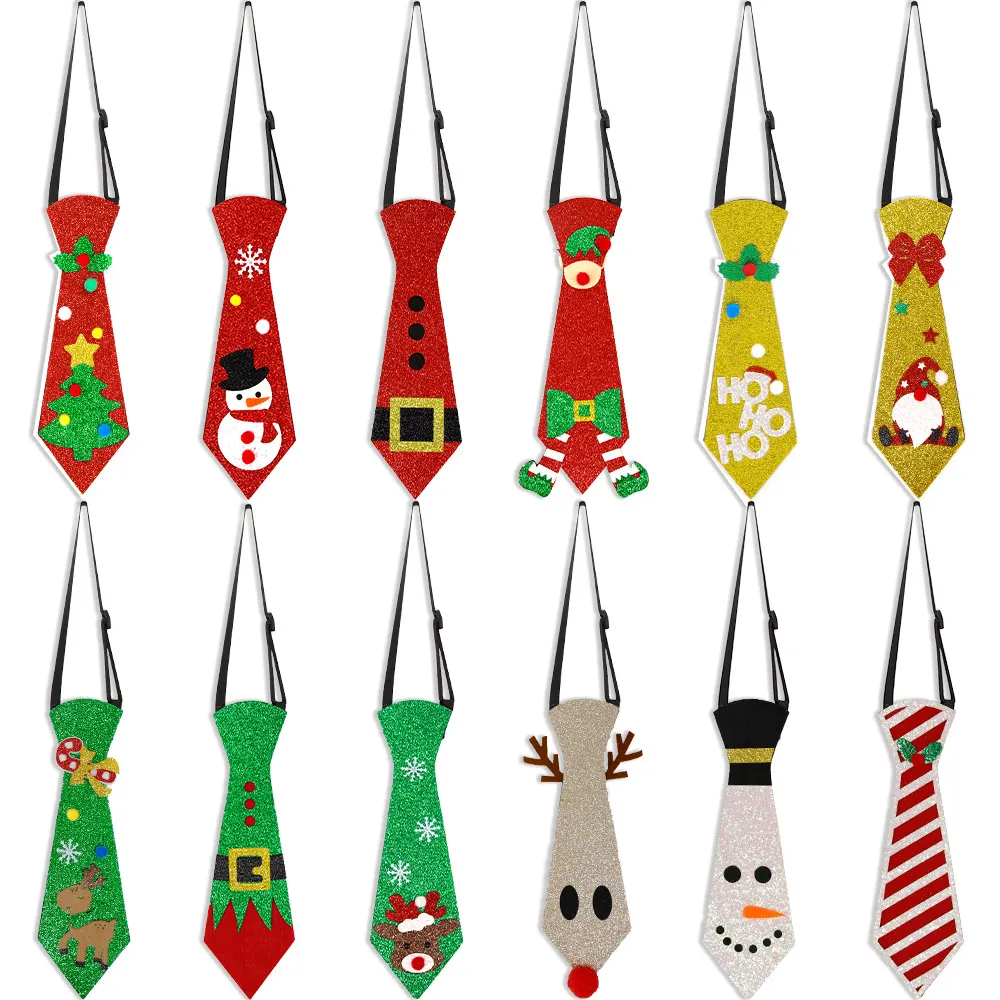Cartoon Felt Christmas Snowman Elk Tie Party Decoration
