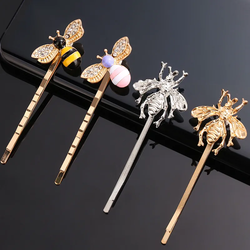 Fashion Multicolor Bee Rhinestone Hair Clip for Women