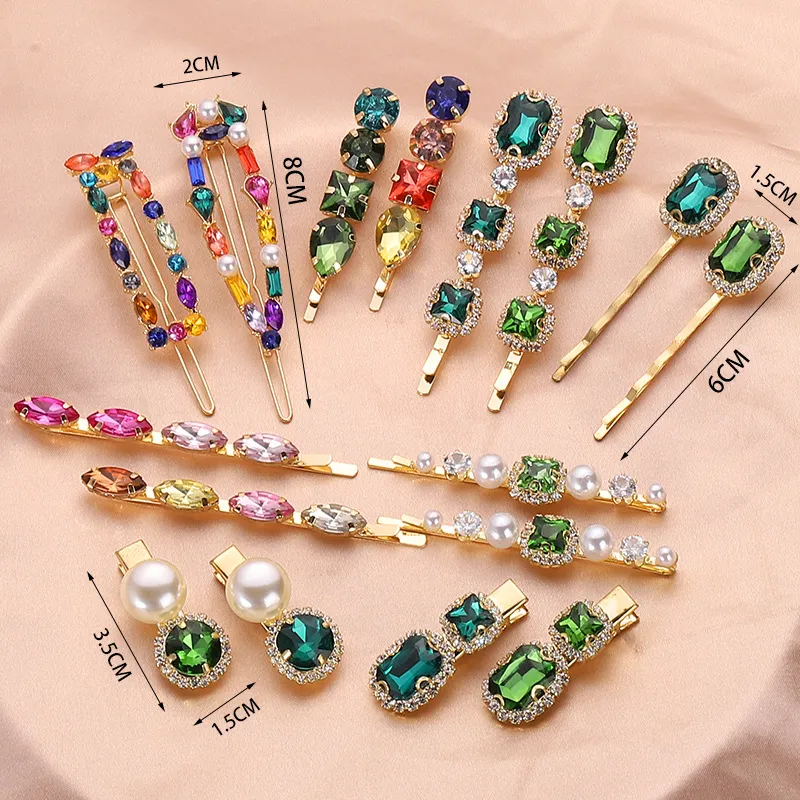 Women Fashion Vintage Rhinestone Pearl Side Clip Hair Accessories