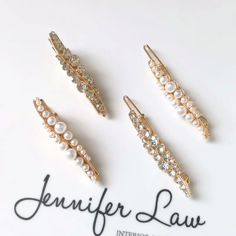 Women Fashion Rhinestone Pearl Duckbill Hair Clip