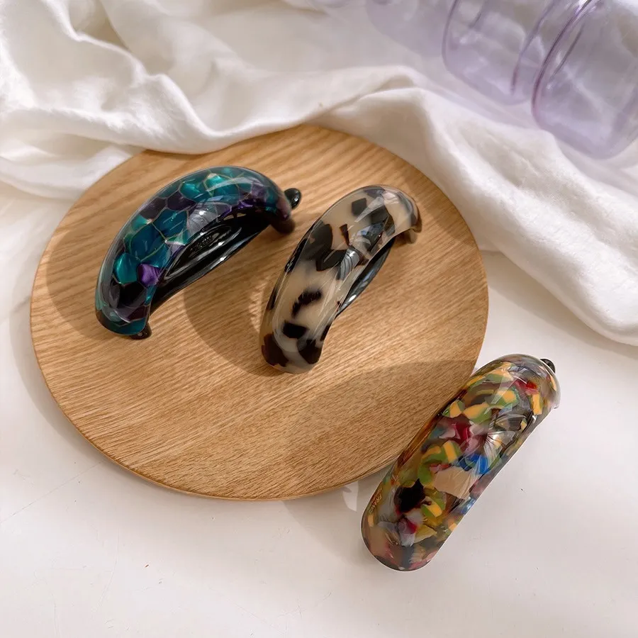 Women Simple Fashion Acetate Leopard Ponytail Clip