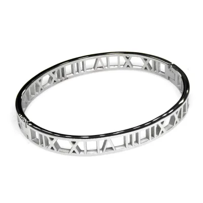 Simple Fashion Roman Numerals Stainless Steel Hollow Bracelet