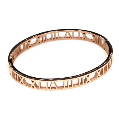 Simple Fashion Roman Numerals Stainless Steel Hollow Bracelet