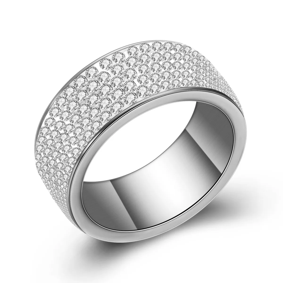 Fashion Rhinestone Stainless Steel Geometric Women's Simple Ring