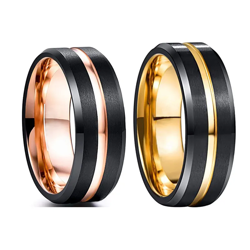 Creative Rose Gold Black Stainless Steel Ring