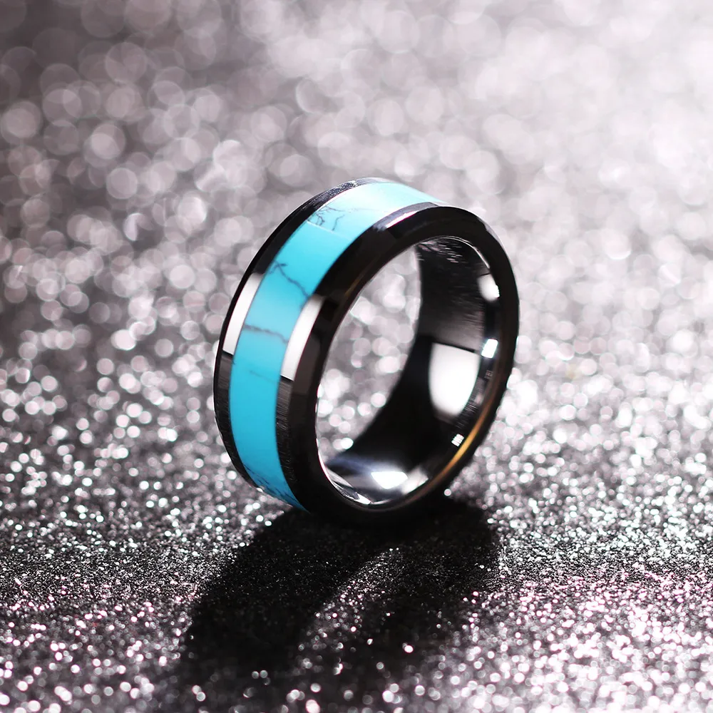 Fashion Men's Turquoise Stainless Steel Ring Jewelry