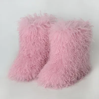 Autumn Winter Women Plus Size Faux Fur Plush Thickened Snow Boots